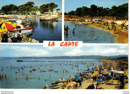 83 LA CAPTE Vers Hyères Multivues N°1502 PUB Bière Zénith Sur Parasol Plage Baignade Pédalos VOIR DOS - Hyeres