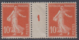 Semeuse N° 138 Paire Millésime 1 -  Timbres * * , Intervalle * - Millésimes