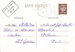 ENTIER PETAIN 80C CAD RECETTE AUXILIAIRE BEAUDEAN HTE PYRENEES CHATEAU 11/8/1942 POUR BESANCON - Cartes Postales Types Et TSC (avant 1995)