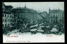 14444 - SUISSE - GRUSS Aus BASEL - Marktplatz  - Dos Non Divisé - Bazel