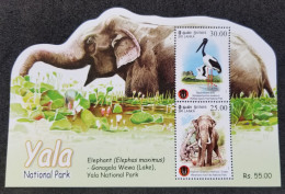 Sri Lanka Yala National Park 2013 Elephant Stork Bird Wildlife Fauna (ms) MNH *odd Shape *unusual - Sri Lanka (Ceilán) (1948-...)
