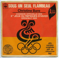 Chanson Officielle Des Xèmes Jeux Olympiques D'Hiver De GRENOBLE 1968  Olympic Games 68 Christine Baré Disque 45 Tours * - Bekleidung, Souvenirs Und Sonstige