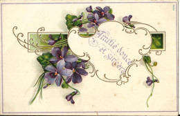 6629 Belle CPA Gaufrée - Violettes  - Amitié Douce Et Sincère - Flowers
