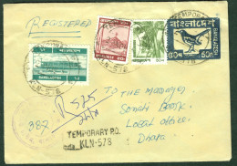 BANGLADESH Postal Stationery Cover + REGISTERED + 3 Stamps Uprated Inland Rural Post Office Ganzsache Entier Posteaux - Bangladesch