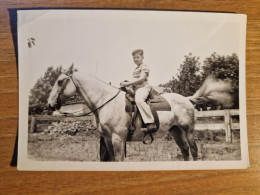 19307.   Fotografia D'epoca Bambino Su Cavallo Aa '50 - 12,5x8,5 - Personnes Anonymes