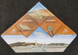 Namibia 50 Years Gobabeb Research Training 2012 Chameleon Insect Beetle Reptiles (ms) MNH *odd Shape *unusual - Namibie (1990- ...)