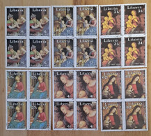 (!)Raphael Liberia 975-980,Christmas 1983 Art Raphael Paintings CTO Mi 1281-1286    Block Of 4 Pieces - Liberia