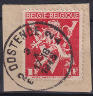 Timbres Belge Lion V Cachet Oostende 2E 1945 - Usati