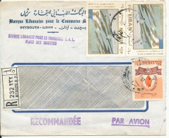 Lebanon Registered Bank Cover Sent Air Mail To Denmark  21-5-1971 Topic Stamps - Liban