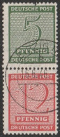 SBZ- West-Sachsen: 1945, Zusammendruck: Mi. Nr. S Zd 4, 128/132, 5/12 Pfg.  Freimarken: Ziffern.  Gestpl./used - Gebraucht