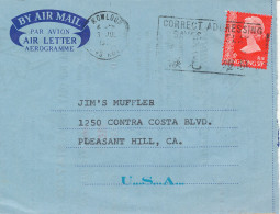 Hong Kong Aerogramme Air Letter Sent To USA Kowlon - Postwaardestukken
