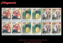 CUBA. BLOQUES DE CUATRO. 2005-36 FLORA & FAUNA. HONGOS & POLIMITAS - Nuevos