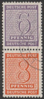 SBZ- West-Sachsen: 1945, Zusammendruck: Mi. Nr. S Zd 5, 129/130, 6/8 Pfg.  Freimarken: Ziffern.  Gestpl./used - Used