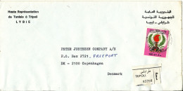 Libya Registered Cover Sent To Denmark 22-2-1984 Topic Stamps (from The High Commission Of Tunisia Tripoli) - Libya