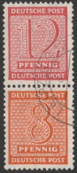 SBZ- West-Sachsen: 1945, Zusammendruck: Mi. Nr. S Zd 6, 132/130, 12/8 Pfg.  Freimarken: Ziffern.  Gestpl./used - Oblitérés