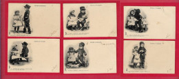 AD683 FANTAISIES ENFANTS ET POUPEE VICTOIRE ET CONQUETE SERIE COMPLETE DE 6 CARTES POSTALES ANCIENNES REF:AD683 - Verzamelingen & Reeksen