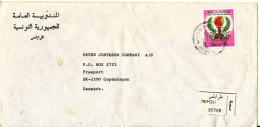 Libya Registered Cover Sent To Denmark 22-2-1984 Topic Stamps (from The Embassy Of Tunisia Tripoli) - Libyen