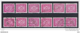 REPUBBLICA:  1955/81  TASSE  ST. -  £. 20  LILLA  ROSA  US. -  RIPETUTO  12  VOLTE  -  SASS. 114 - Portomarken