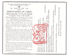 DP Martha De Paepe ° Dikkelvenne Gavere 1883† 1959 De Wilde Van Laere Van Assche Van Langeraert De Bleecker Vandenabeele - Devotion Images