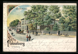 Lithographie Pinneberg B. Hamburg, Partie Bei Schmüsers Hotel  - Pinneberg