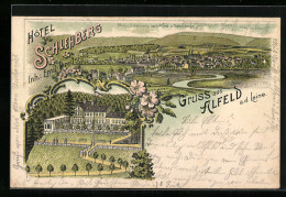 Lithographie Alfeld A. D. Leine, Hotel Schlehberg, Sieben Berge  - Alfeld