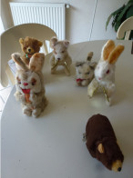 Lot De 6 Automates Peluches West Germany Ours Tricoteur Musicien Lapin Chat Jouet Enfant - Peluche