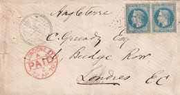 LETTRE. 24 AVR 1870. PAIRE N° 29. PERLÉ T24. PARIGNE L'EVEQUE. SARTHE. GC 2789. POUR LONDRES. PAID LONDON.E.C - 1849-1876: Periodo Clásico