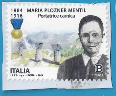 2024 - ITALIA - MARIA PLOZNER MENTIL - USATO SU FRAMMENTO - 2021-...: Usados