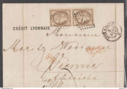 LETTRE Pour VIENNE AUTRICHE LUXE Avec PAIRE N°57 PD ROUGE - 1871-1875 Ceres