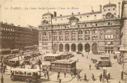 75 - Paris - La Gare Saint-Lazare - Cour De Rome - Animée - Correspondance - Omnibus - CPA - Voir Scans Recto-Verso - Metropolitana, Stazioni