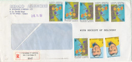 Greece Registered Cover Sent To Germany Athens November 1990 With A Lot Of Stamps But No Postmark On Stamps Or Cover - Cartas & Documentos