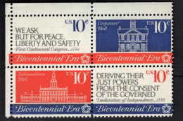 2016198065 1974 SCOTT 1546A (XX) POSTFRIS MINT NEVER HINGED - AMERICAN REVOLUTION BICENTENNIAL ISSUE 1544 1 OF BLOCK - Neufs