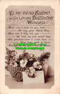 R498613 To My Dear Friend With Loving Birthday Wishes. Flowers In Basket. Rotary - World