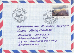 Norway SAS First DC-10 Flight Oslo - Los Angeles Air Mail Cover 4-2-1975 - Covers & Documents