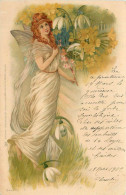 FEMME Ange Elfe,Fleurs, Carte Raphael Tuck & Fils - Mujeres