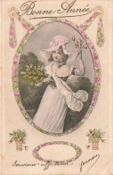 FETES - VOEUX - Nouvel An - Bonne Année - 1er Janvier 1908 - Femme - Fleurs - Carte Postale Ancienne - Nouvel An