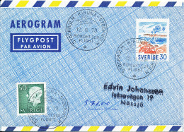 Sweden Aerogramme 12-6-1973 Midnight Sun Flight Stockholm - Kiruna - Stockholm - Storia Postale