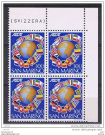 SAN  MARINO:  1982  EDITORI  CATALOGHI  -  £. 300  POLICROMO  BL. 4  N. -  SASS. 1107 - Blocks & Kleinbögen