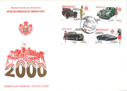 Monaco FDC 23-6-2000 Cars Set Of 4 With Cachet - FDC