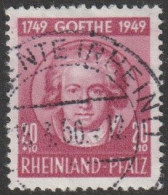 Franz. Zone- Rheinland-Pfalz: 1949, Mi. Nr. 47, 200. Geburtstag Von Goethe, 20+10 Pfg. Johann H. Lips. Gestpl./used - Renania-Palatinado