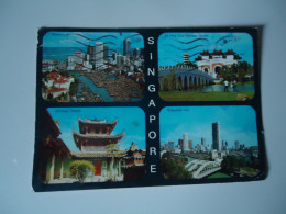 SINGAPORE POSTCARDS  PANORAMA PAIR STAMPS SHIPS      FOR MORE PURCHASES 10% DISCOUNT - Singapur