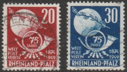Franz. Zone- Rheinland-Pfalz: 1949, Mi. Nr. 51-52, 75 Jahre Weltpostverein (UPU).  Gestpl./used - Rhénanie-Palatinat