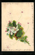 Papierkunst-AK Weisse Blumen Und Aufgeklebten Farbigen Blumen  - Sonstige & Ohne Zuordnung