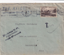 LETTRE. 14 4 51. BORDEAUX. GRIFFE BORDEAUX RP POIDS VERIFIE. N° 843 SEUL. POUR VALPARAISO CHILI. TAXE 0,34 - 1921-1960: Periodo Moderno