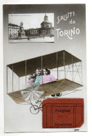 SALUTI DA TORINO - CARTE A SYSTEME - AVION - Autres Monuments, édifices