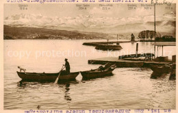 13811000 Zuerich ZH Fischer Auf Dem Zuerichsee Hafen Alpenkette Zuerich ZH - Autres & Non Classés