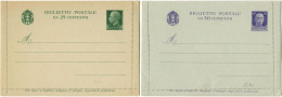 REGNO D'ITALIA B31/B32 - 1935 DUE BIGLIETTI POSTALI SERIE 'IMPERIALE' DA C. 25 E C. 50 FORMATO GRANDE - NUOVI FILAGRANO - Stamped Stationery