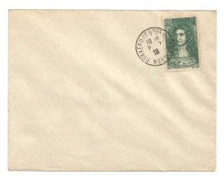 Enveloppe Obliteration Premier Jour 08 07 1938 La Fontaine Maury 54 Centimes N° 397 CAD Dunkerque Quartier Du Port Nord - Storia Postale