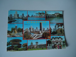 SINGAPORE POSTCARDS  PANORAMA PAIR STAMPS SHIPS    FOR MORE PURCHASES 10% DISCOUNT - Singapour