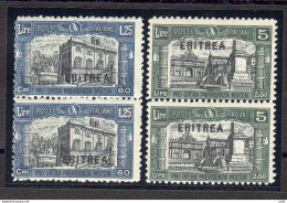 Eritrea - Milizia 1, 25 E 5 Lire Due Varietà In Coppia Con Normale - Mint/hinged